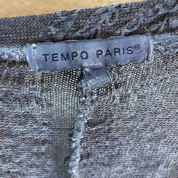 Tempo Paris Made in Italy Blue Lace V-Neck Long Sleeve Size L - Picture 3 of 9